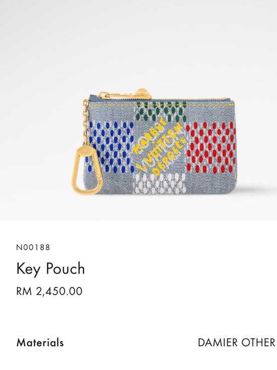 Louis Vuitton Other - Limited edition RETAIL 650 Louis Vuitton Denim Key Pouch Multicolor Embroidery